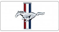 Ford Mustang Tri-bar Pony Logo White Photo License Plate