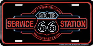 Route 66 Service Station Metal License Plate
