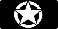 White Army Star Logo On Black Photo License Plate