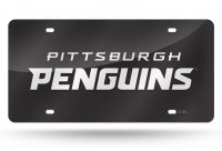 Pittsburgh Penguins Black Laser License Plate