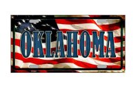 Oklahoma On U.S. Flag Metal License Plate
