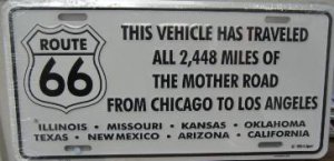 Route 66 - Vehicle Traveled All 2,448 Miles License Plate