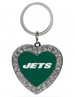 New York Jets Bling Rhinestone Heart Key Chain