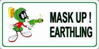 Marvin The Martian Mask Up Earthling Photo License Plate