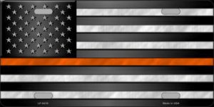 American FLAG Thin Orange Line Novelty License Plate