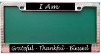 I Am Grateful ... Chrome Frame With Double Row White Crystals