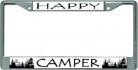 Happy Camper Chrome License Plate Frame