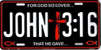 John 3:16 For God So Loved Metal License Plate