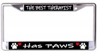 The Best Therapist Has Paws Chrome License Plate Frame