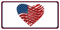 American Flag Heart Photo License Plate