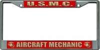 U.S.M.C. Aircraft Mechanic Chrome License Plate Frame