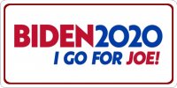 Biden 2020 I Go For Joe Photo License Plate