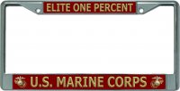 Elite One Percent U.S. Marine Corps Chrome License Plate Frame