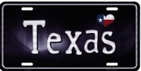 Texas Flag Script Metal License Plate