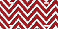 Red And White Chevron Metal License Plate