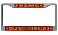 USMC Chief Warrant Officer 3 Chrome License Plate Frame