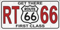 Get There First Class Route 66 Photo License Plate
