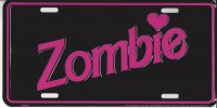 Zombie Black with Pink Script Photo License Plate