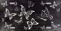 Black White Butterfly Print Oil Rubbed Metal License Plate