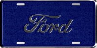 Ford Script Blue Metal License Plate