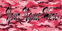 Your Name Here On Pink Camo Personalized Photo License Plate
