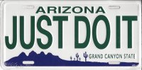 Arizona Just Do It Metal License Plate