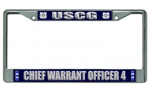 U.S. Coast Guard Chief Warrant Officer 4 Chrome LICENSE PLATE Frame