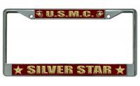 U.S.M.C. Silver Star Chrome License Plate Frame