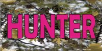 Camouflage Background with Pink Hunter License Plate