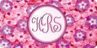 Monogram On Pink Flowered Background Photo License Plate