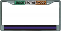 Irish Brotherhood Thin Blue Line Chrome License Plate Frame