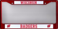 Wisconsin Badgers Red Metal License Plate Frame