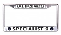 U.S. Space Force Specialist 2 Chrome License Plate Frame