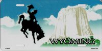 Wyoming Cowboy Metal License Plate
