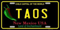 Taos New Mexico Black State Metal License Plate