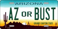 Arizona AZ Or Bust Metal License Plate