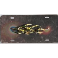 Triple Chrome Plated Flame on Stainless Steel License Plate