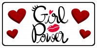 Girl Power With Hearts Photo License Plate