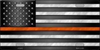 American Flag Thin Orange Line Metal License Plate
