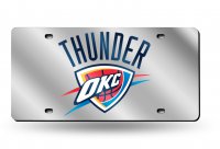 Oklahoma City Thunder Silver Laser License Plate