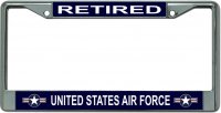 Air Force Retired Star Logo Chrome License Plate Frame
