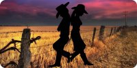 Cowboy And Cowgirl Country Sunset Photo License Plate