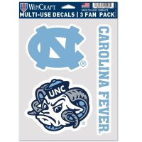 North Carolina Tar Heels 3 Fan Pack Decals