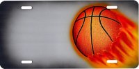 Basketball Offset On Gray Metal License Plate
