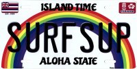 Surfsup Hawaii Metal License Plate