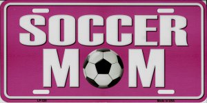 SOCCER Mom Pink Metal License Plate