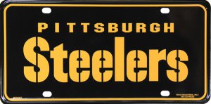 Pittsburgh STEELERS Black Metal License Plate