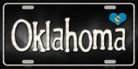 Oklahoma Flag Script Metal License Plate