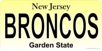 NJ Broncos Photo License Plate