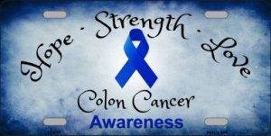 Colon Cancer Ribbon Metal License Plate